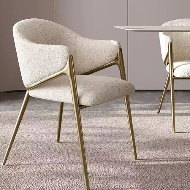 GEDO Luxurious Casual Chair for Living Room Bedroom Woolen Fabric Stainless Steel Durable Dining Application