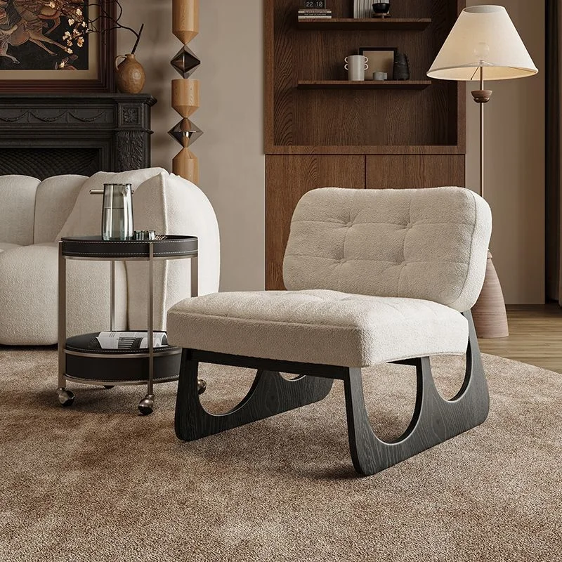 GEDO Casual Single Sofa Chair Modern Nordic Retro Design Wabi-Sabi Style Solid Wood for Living Room