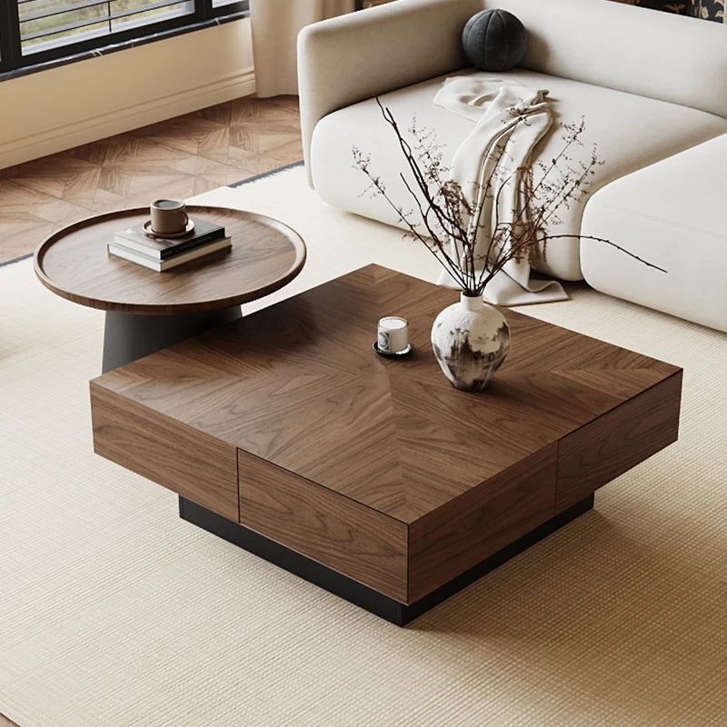 Retro Wooden Classic Storage Coffee Table Luxury Latest Design Center Table High Quality Living Room Coffee Table Set for Home